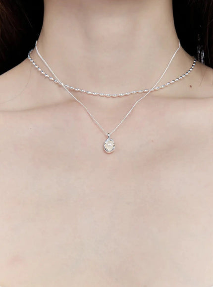 acc-cameron-two-layer-yellow-cubic-necklace-cg507 / Silver