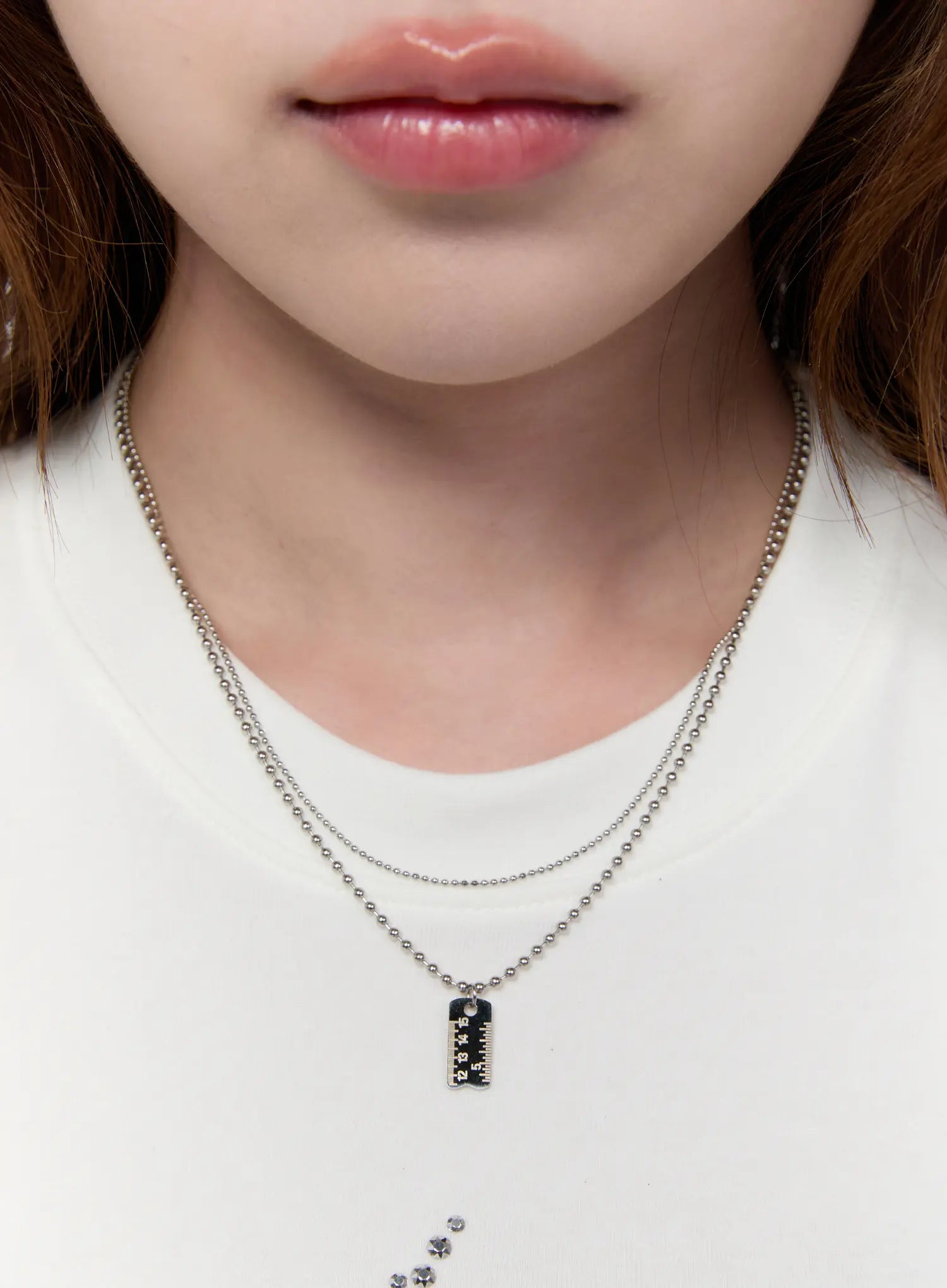 dual-chain-tag-necklace-ca527 / Silver