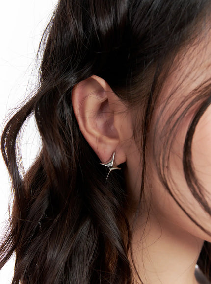 star-shaped-statement-earrings-cl522 / Silver