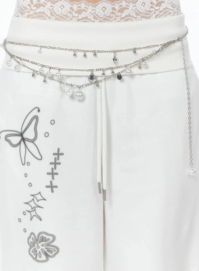 layered-pearl-chain-belt-iu508 / Silver