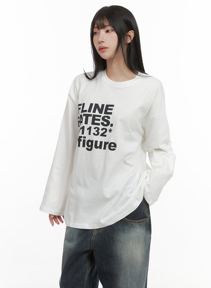 oversized-lettering-long-sleeve-tee-cg430 / White