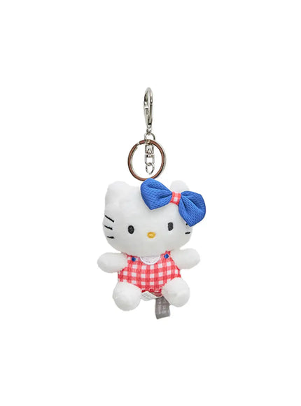 blue-ribbon-gingham-kitty-keychain-cl528 / White