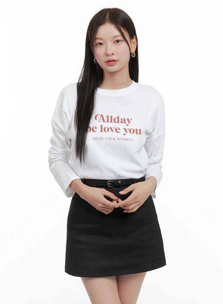 cotton-round-neck-lettering-long-sleeve-og419 / White