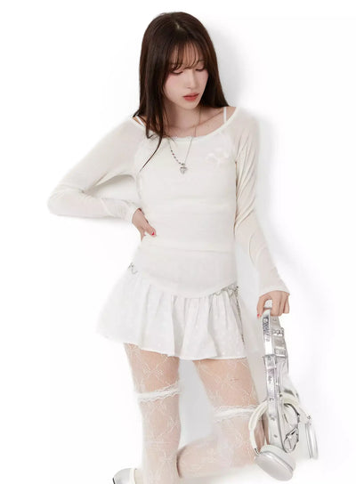 lettering-sheer-top-ij521 / White