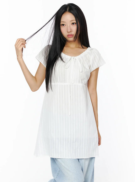 sheer-ribbon-mini-dress-cu512 / White