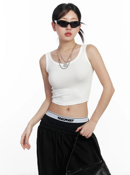 ribbed-u-neck-cropped-top-cf503 / White