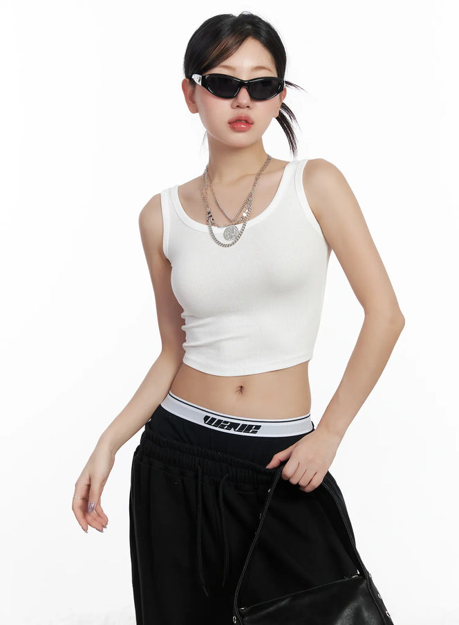 ribbed-u-neck-cropped-top-cf503 / White