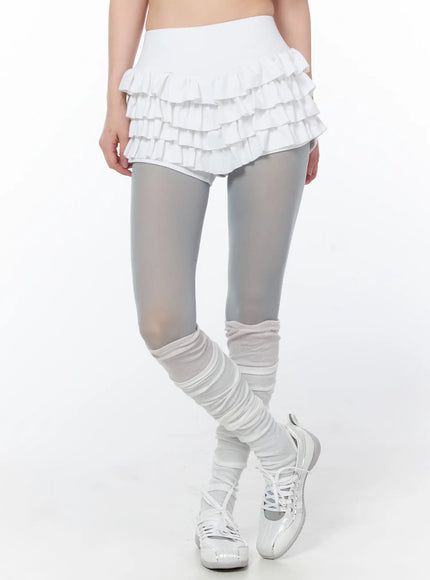 layered-ruffle-mini-skirt-cy508 / White