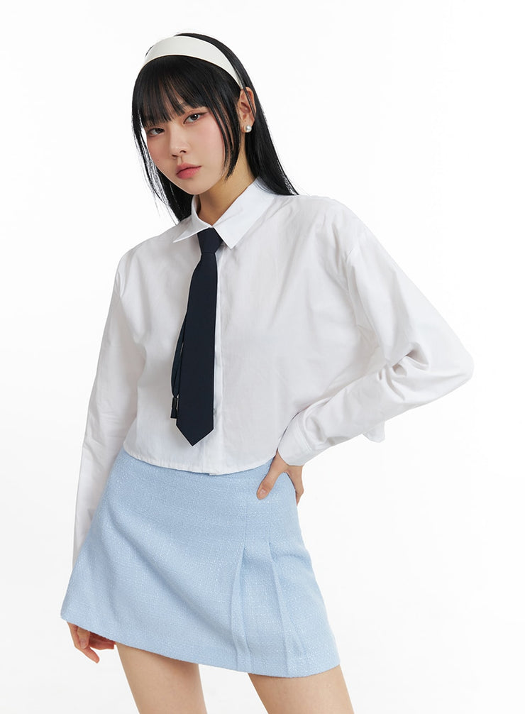 basic-crop-collar-shirt-if402 / White