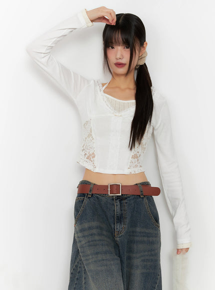 lace-halter-long-sleeve-top-in503 / White
