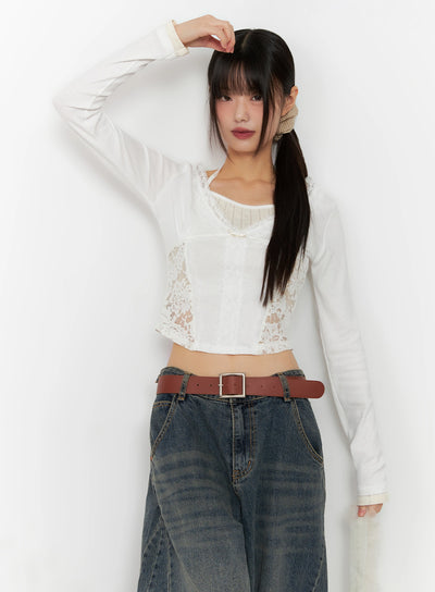 lace-halter-long-sleeve-top-in503 / White