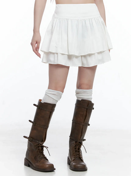 double-layered-ruffle-mini-skirt-cs501 / White
