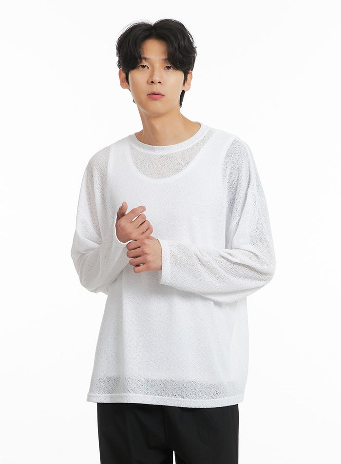 mens-linen-blend-light-sweater-ia401 / White