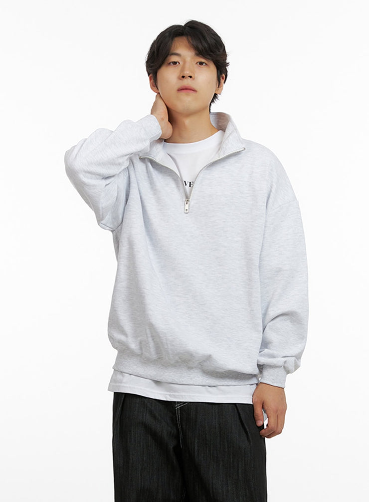 mens-cozy-zip-up-solid-sweatshirt-white-ig409 / White