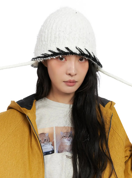 ribbed-stitch-beanie-in528 / White