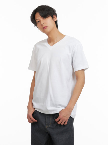 mens-basic-v-neck-t-shirt-white-iy424 / White