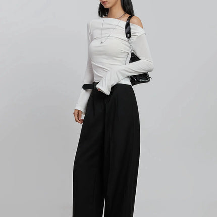 sheer-off-shoulder-long-sleeve-top-id516 / White