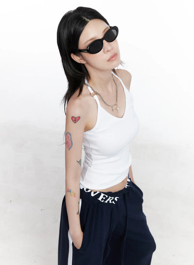 v-neck-ring-detail-tank-top-cs526 / White