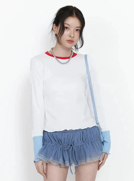 contrast-cuff-top-iy511 / White