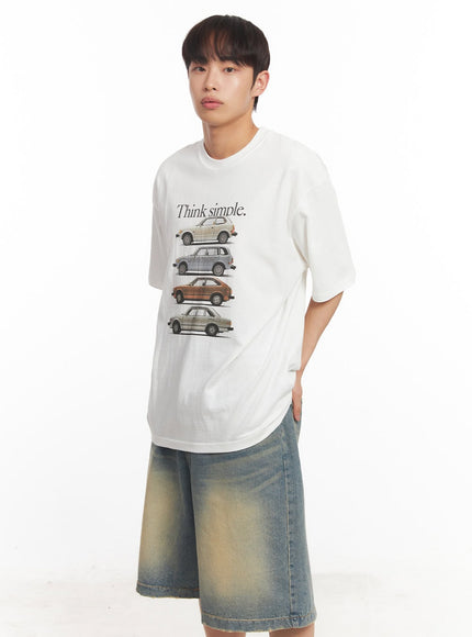 mens-car-graphic-t-shirt-ia518 / White