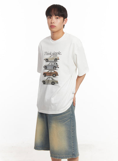 mens-car-graphic-t-shirt-ia518 / White