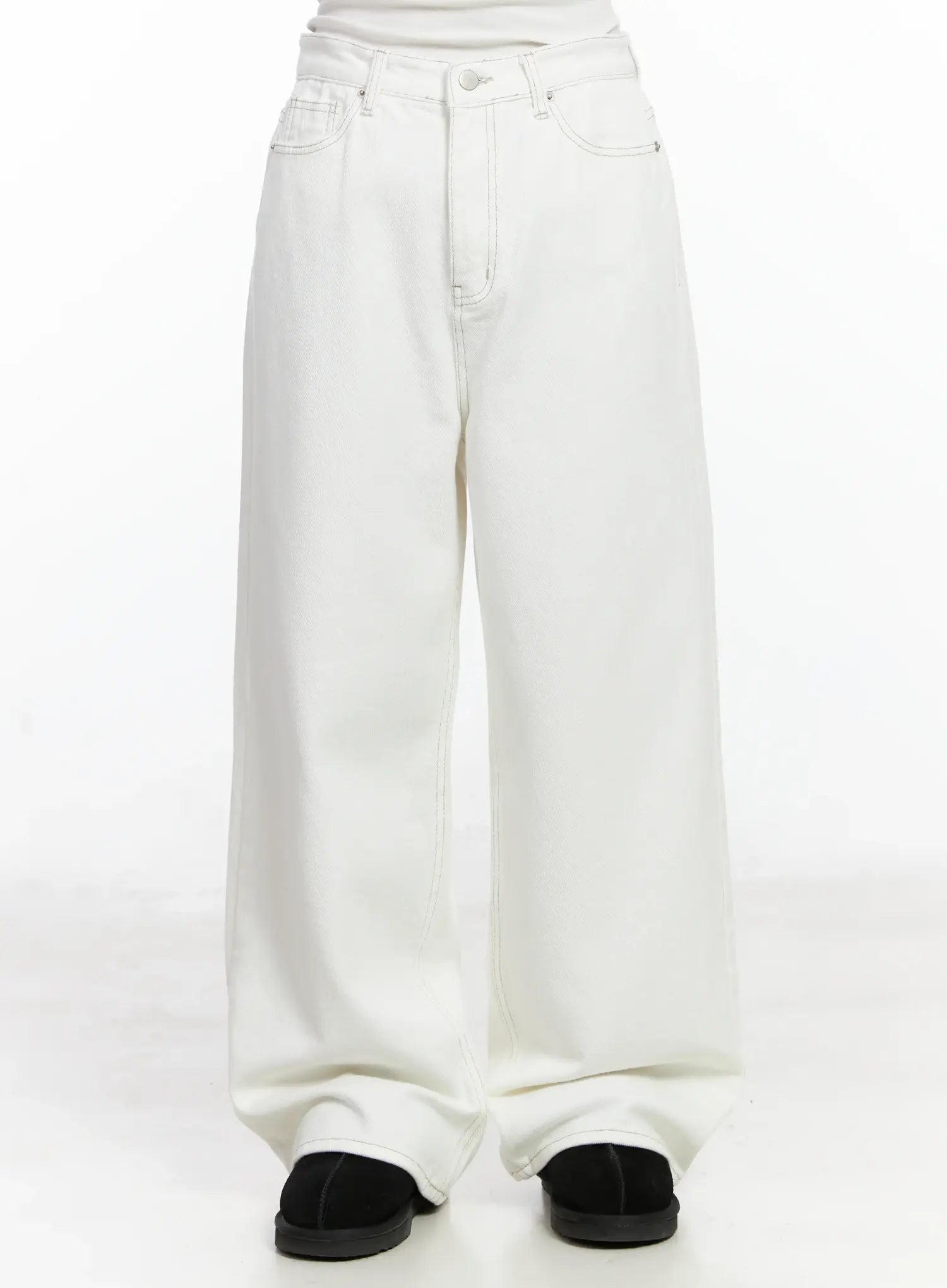 cielo-fleece-lined-wide-leg-jeans-ij529 / White
