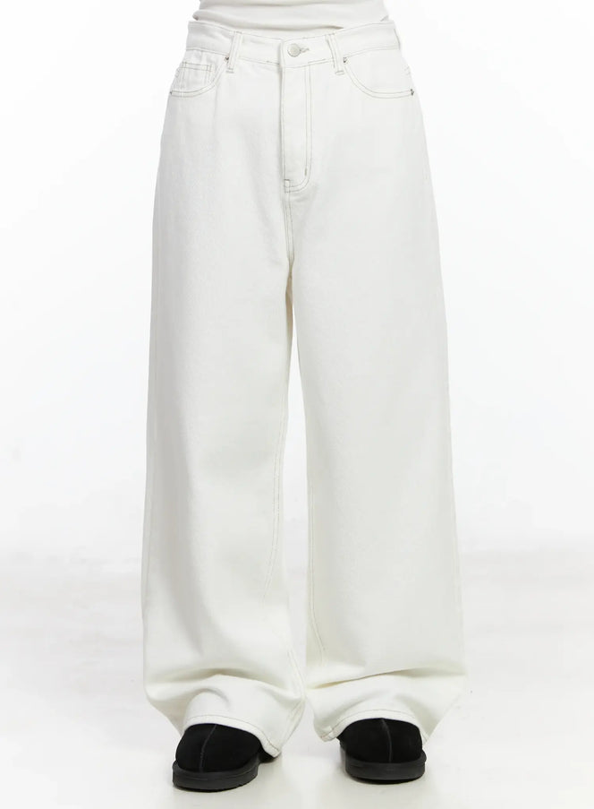 cielo-fleece-lined-wide-leg-jeans-ij529 / White