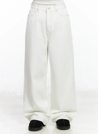 cielo-fleece-lined-wide-leg-jeans-ij529 / White