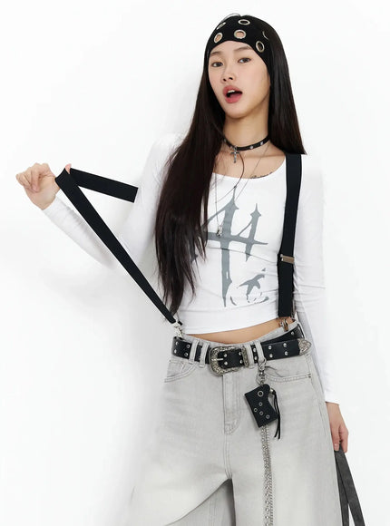 graphic-print-slim-long-sleeve-tee-ia508 / White