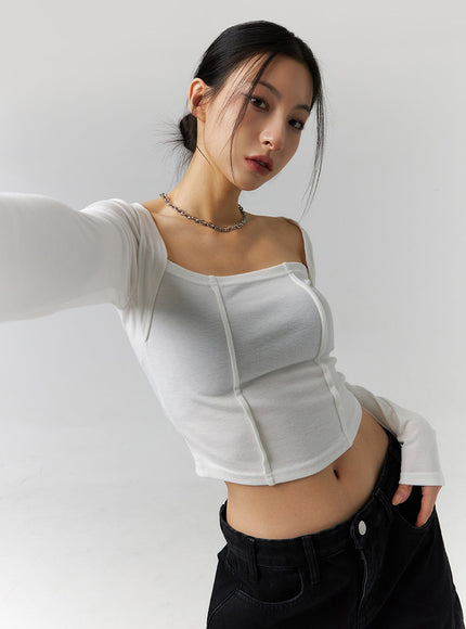 slim-fit-square-neck-crop-top-id306 / White