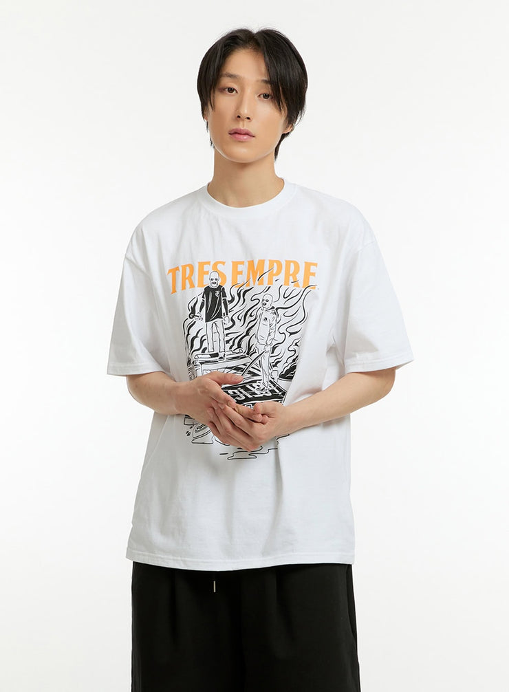 mens-lettering-cotton-t-shirt-il418 / White