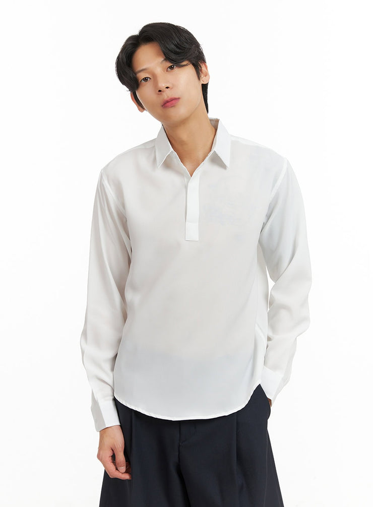 mens-collared-long-sleeve-shirt-iy416 / White