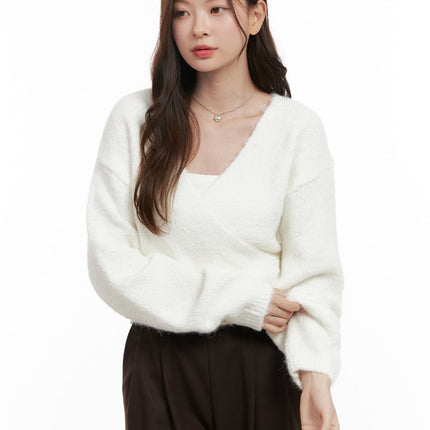 wrapme-up-v-neck-sweater-od403 / White