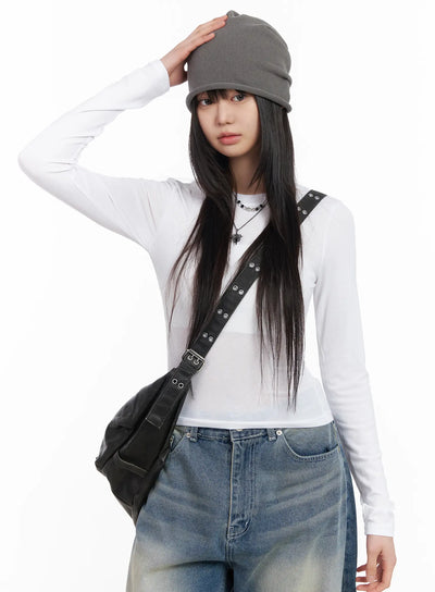 basic-round-neck-crop-long-sleeve-tee-cm512 / White