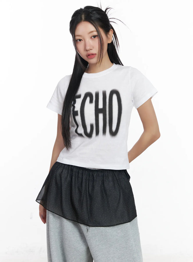 echo-lettering-crop-tee-cj530 / White