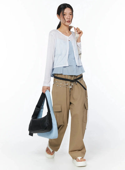 sheer-layered-loose-cardigan-iu509 / White