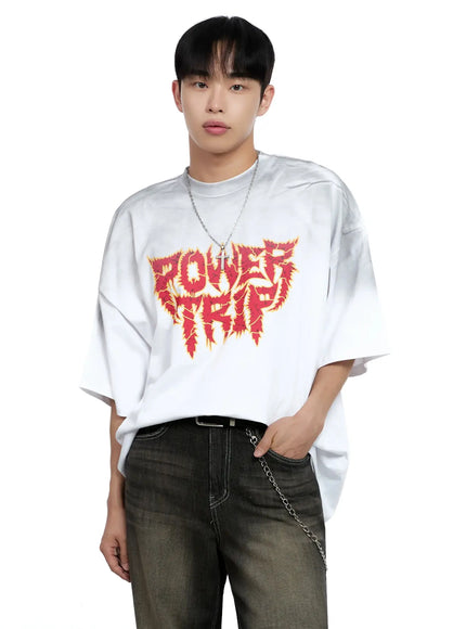 mens-oversized-text-graphic-t-shirt-ig520 / White