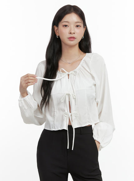 ribbon-strap-ballon-blouse-os423 / White