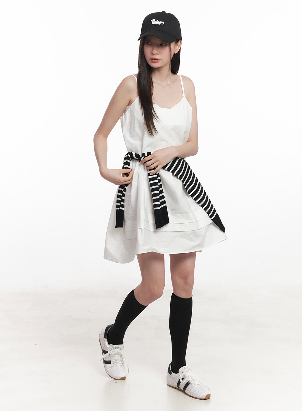 Flare V-Neck Cami Mini Dress IY509 - Romantic style | LEWKIN White / M/L Flare V-Neck Cami Mini Dress IY509 - Romantic style | LEWKIN White / M/L