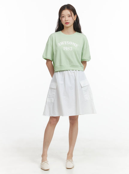 cotton-cargo-midi-skirt-oy417 / White