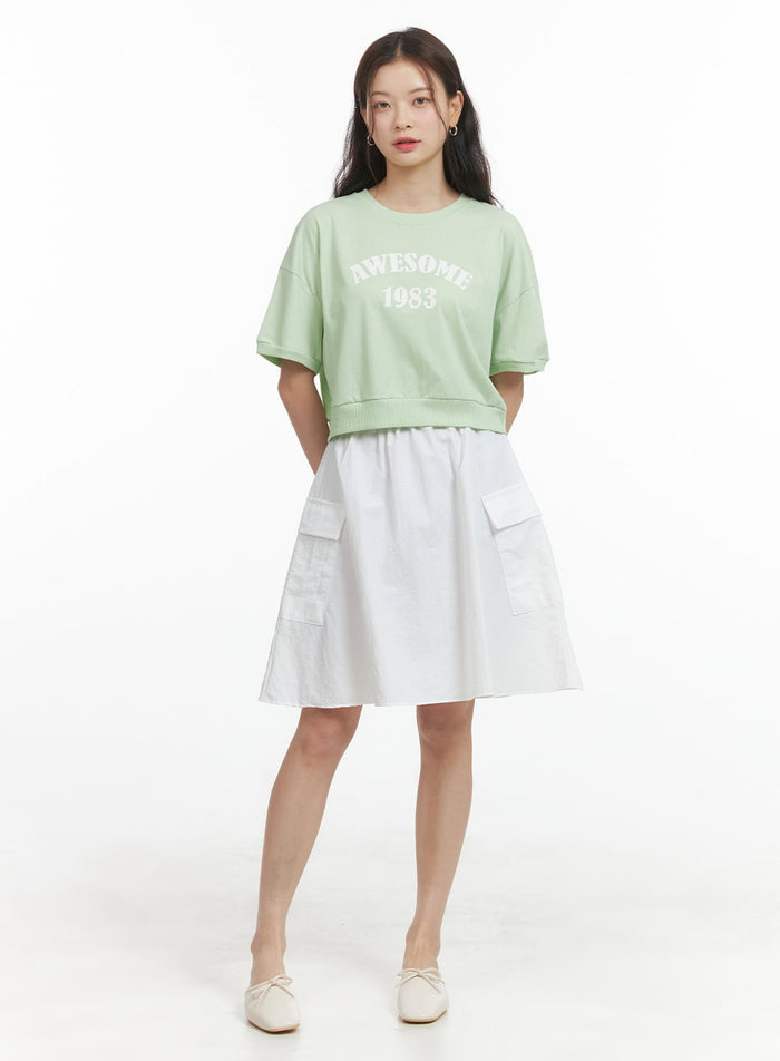 cotton-cargo-midi-skirt-oy417 / White