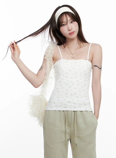 romantic-floral-padded-camisole-top-in514 / White