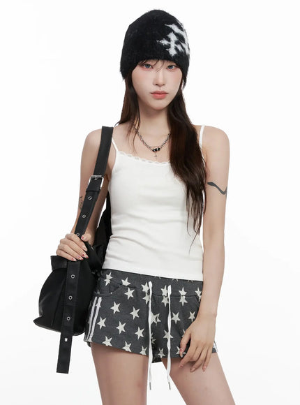 lace-trim-cami-tank-top-in514 / White