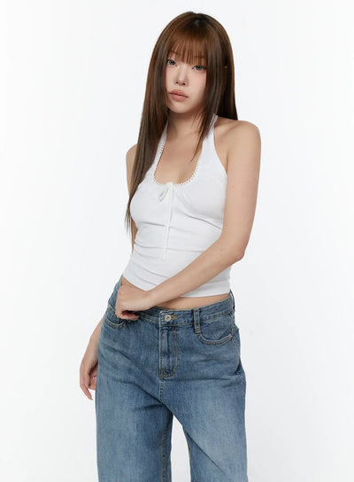 ribbon-accent-halter-top-cy518 / White