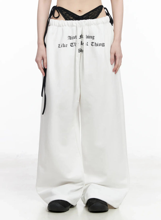 trendy-lace-up-wide-leg-sweatpants-iu509 / White