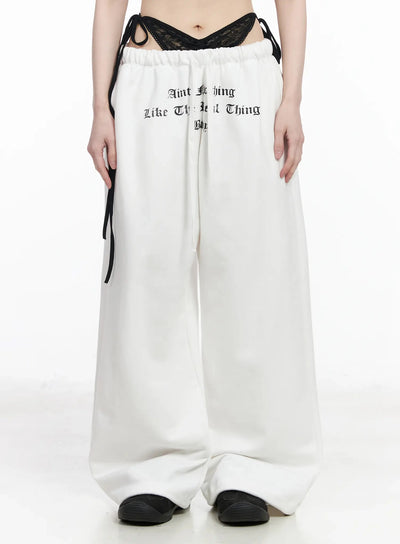 trendy-lace-up-wide-leg-sweatpants-iu509 / White