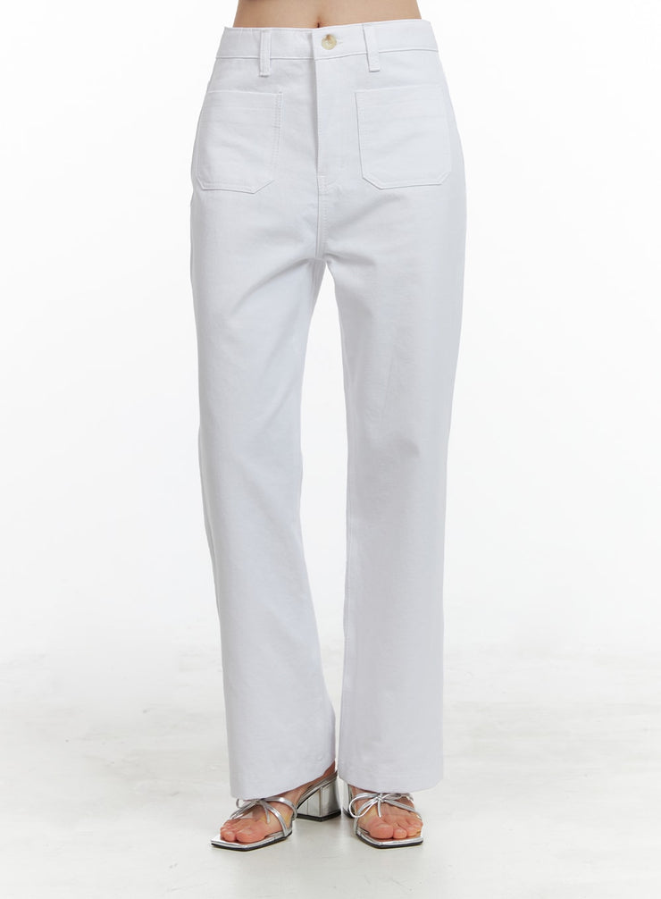 front-pockets-straight-fit-pants-oa419 / White