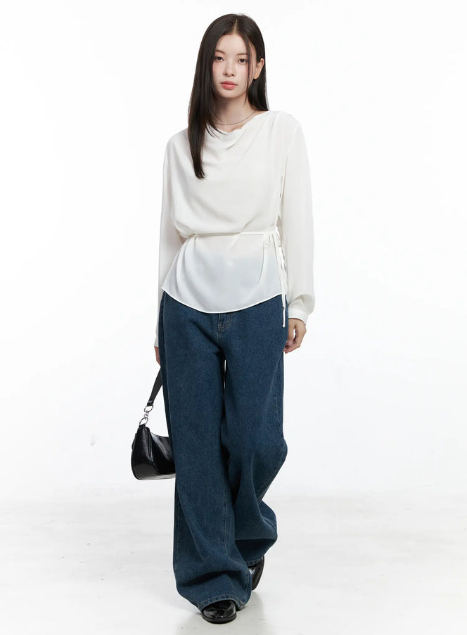 draped-blouse-co503 / White