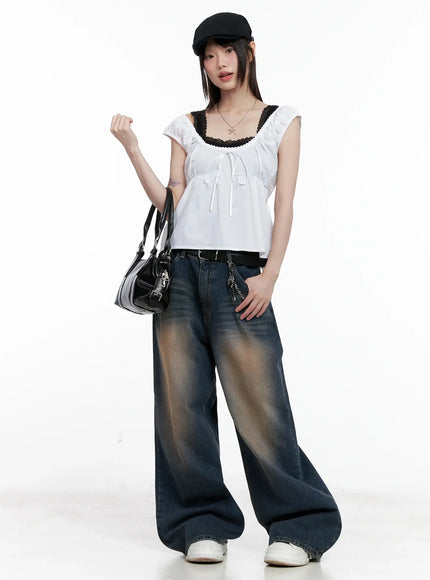 lace-detail-blouse-il531 / White