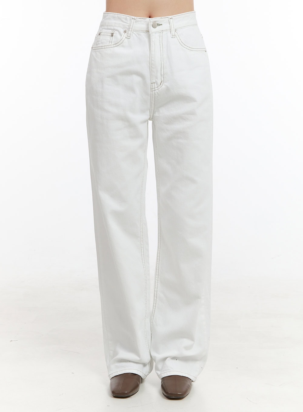 stitched-straight-cotton-pants-og429 / White